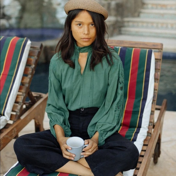 YIREH Tops - Aurora Long Sleeve Top in Emerald Green